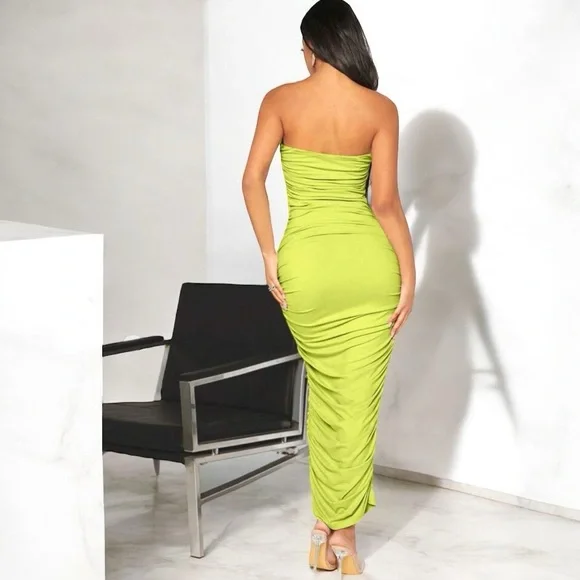 Solid Ruched Tube Bodycon Dress- 6(M) - Picture 2 of 5